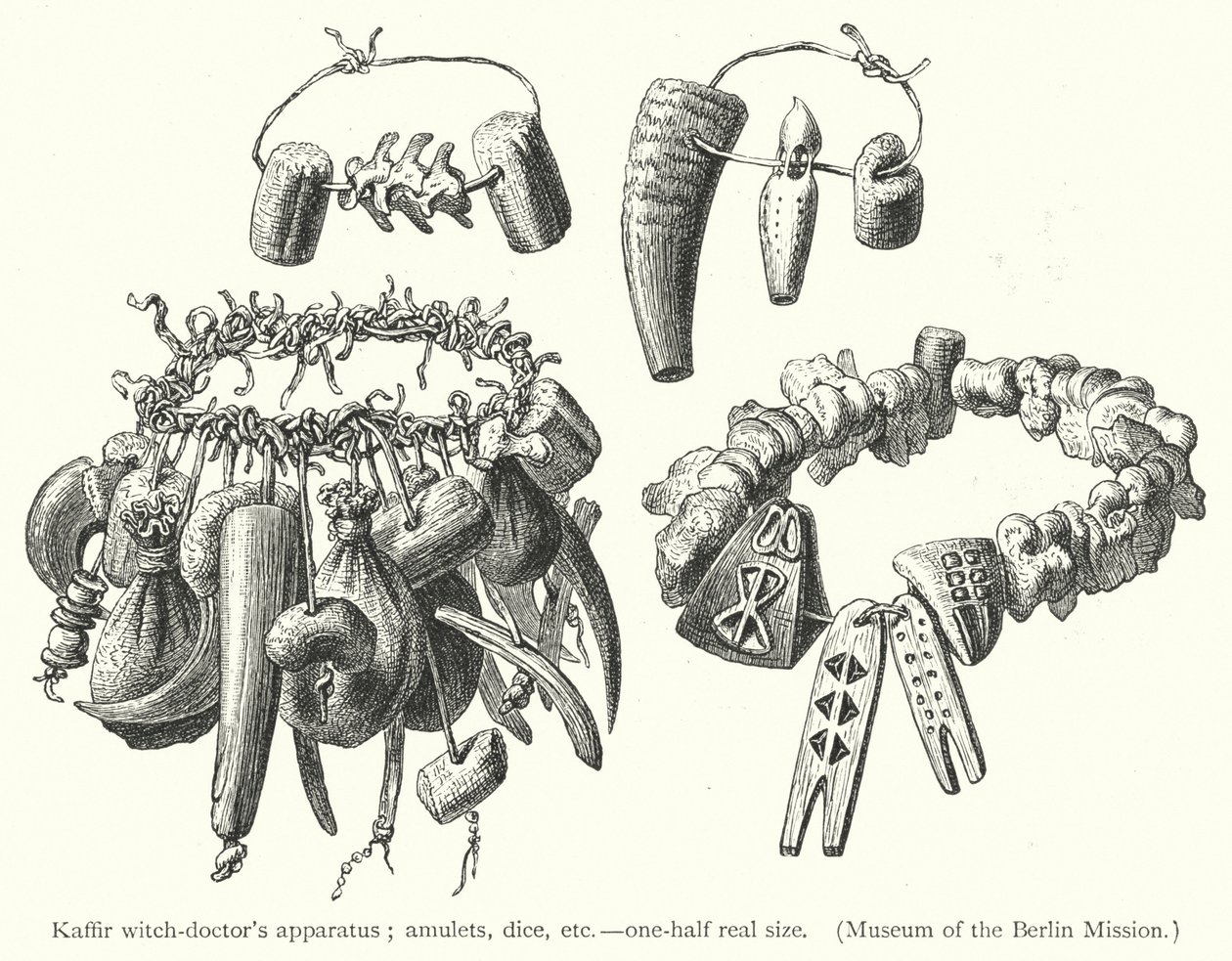 Kaffern-Zauberarzt-Ausrüstung (Gravur) von European School