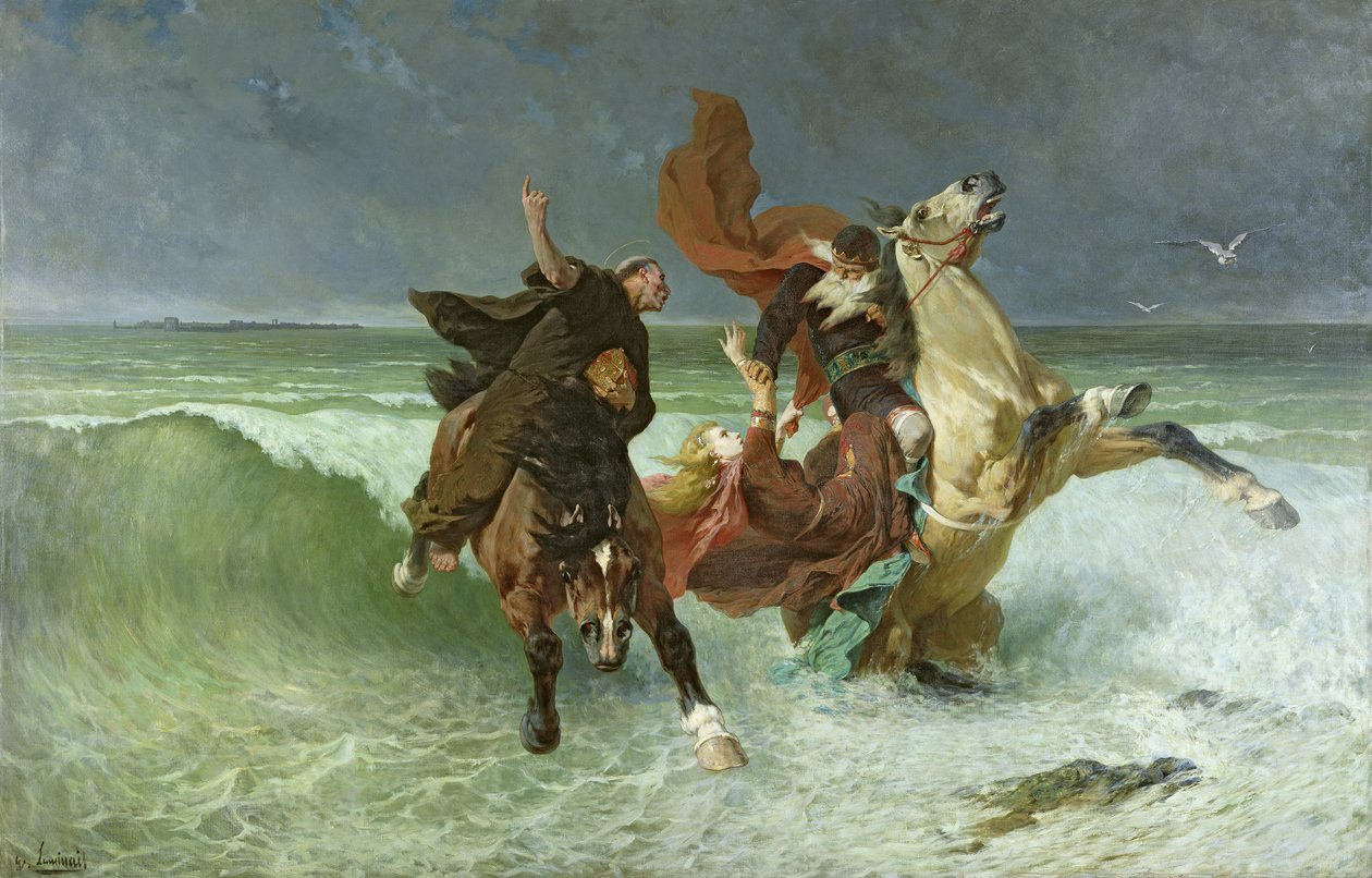 Die Flucht von Gradlon Mawr (330-434 n. Chr.) ca. 1884 von Evariste Vital Luminais