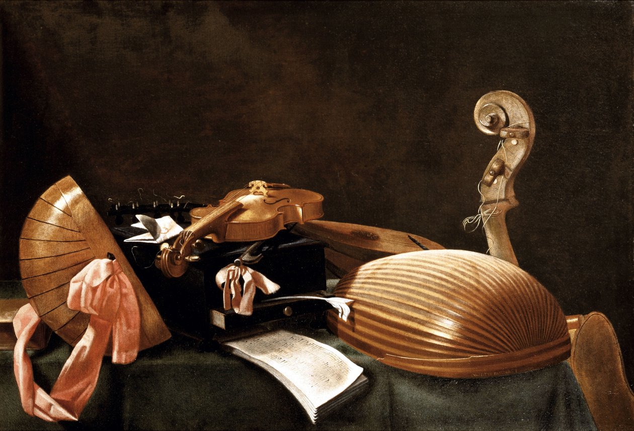 Stillleben mit Musikinstrumenten, ca. 1650 von Evaristo Baschenis