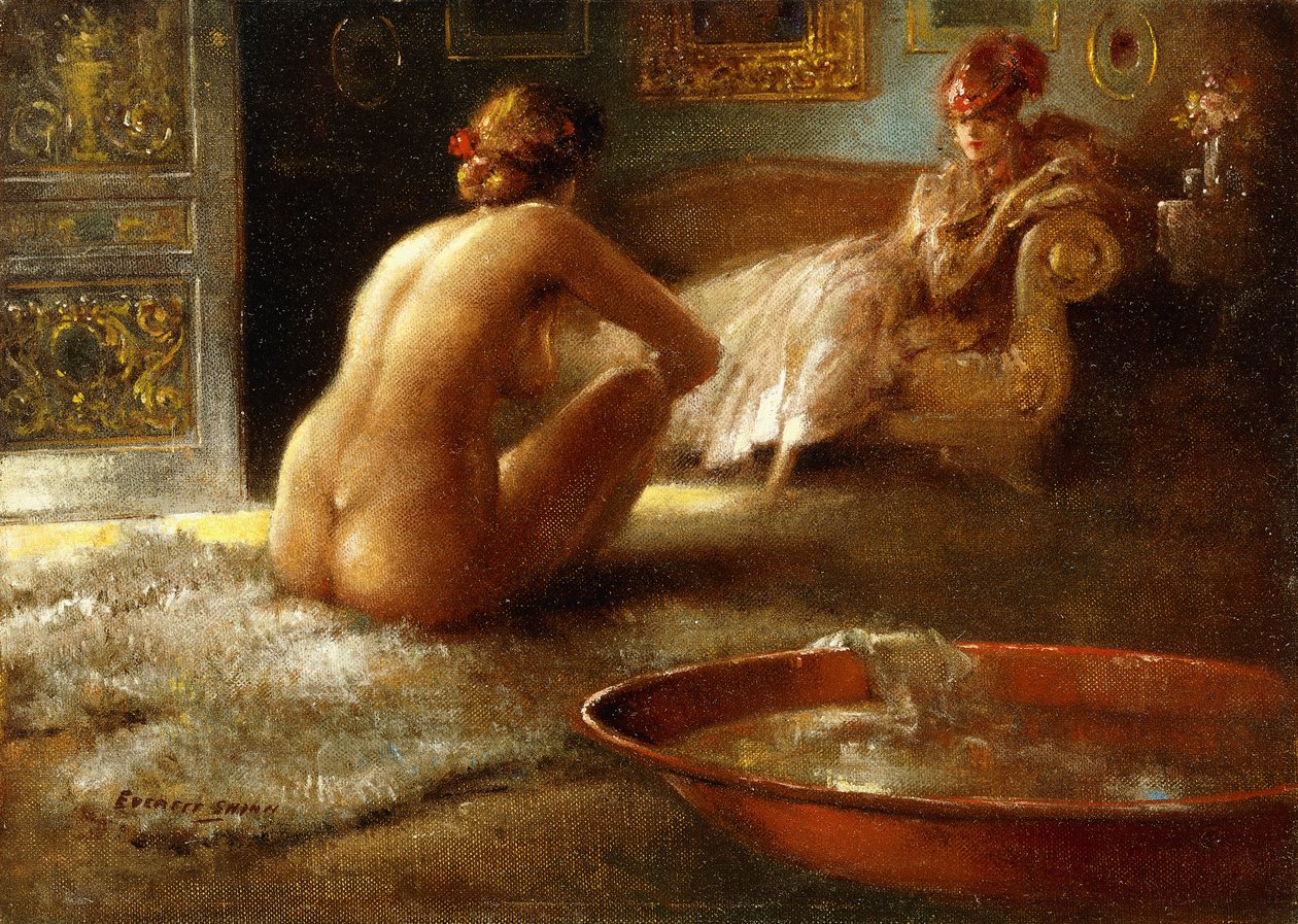 Der Voyeur und ihre Badende von Everett Shinn