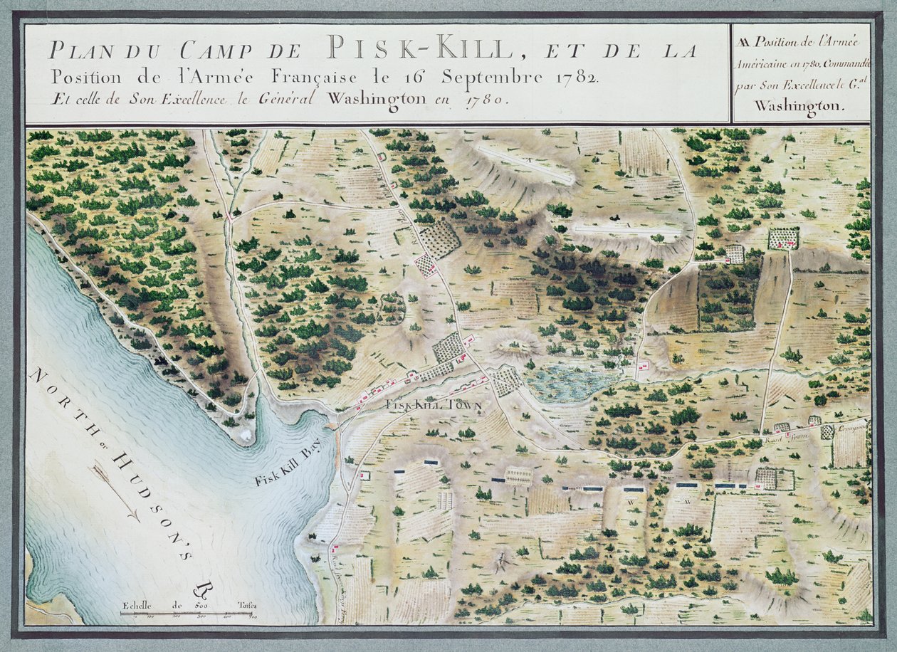 Karte von Fisk-Kill und die Position der französischen Armee 1782, aus 