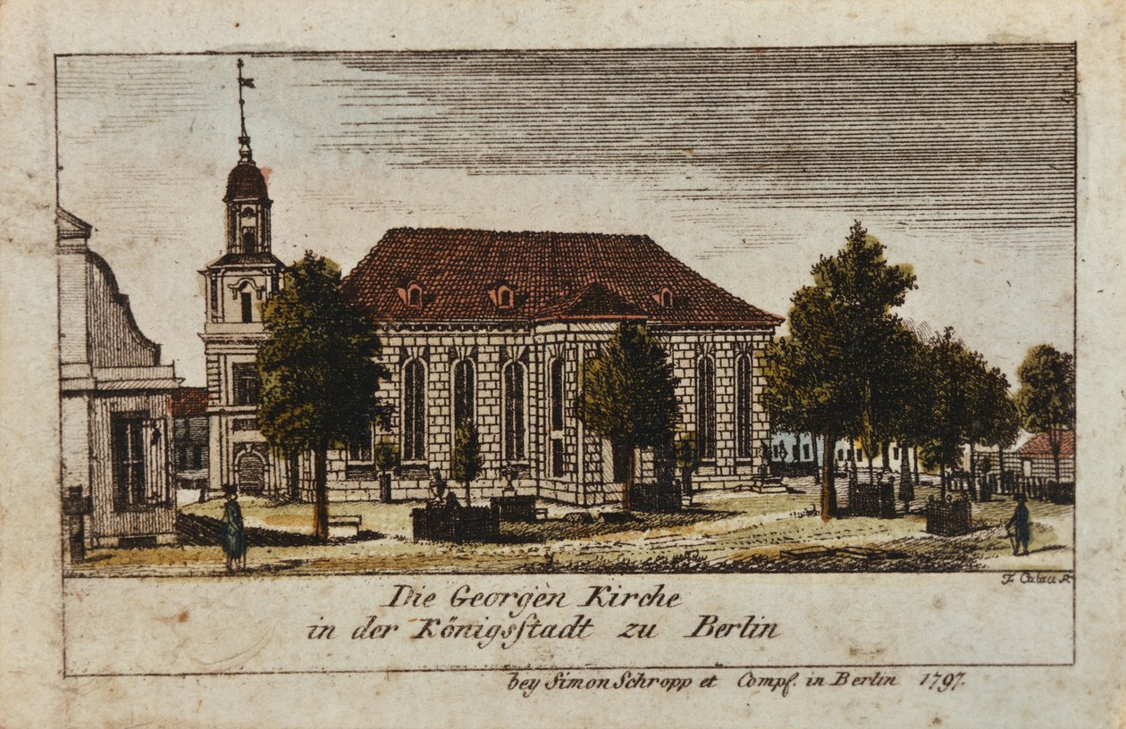 Die Kirche St. Georg in Königsstadt, Berlin, 1797 von F.A. Calau