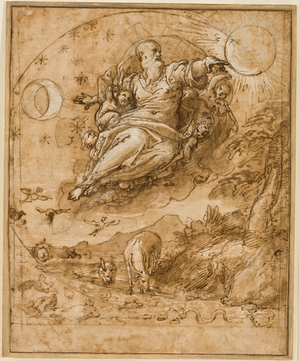 Der Herr erschafft Sonne und Mond, 1566-69 von Federico Zuccaro