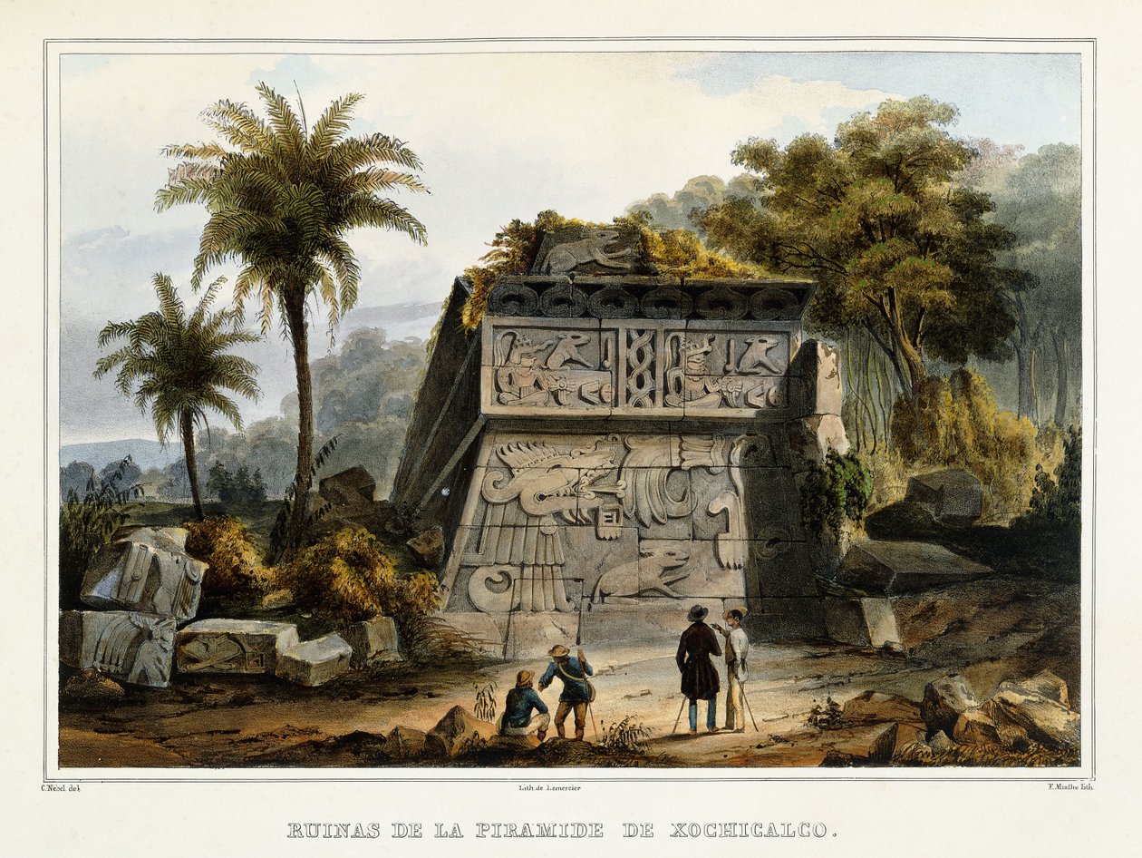 Ruinen der Pyramide von Xochicalco, 1839? von Federico Mialhe