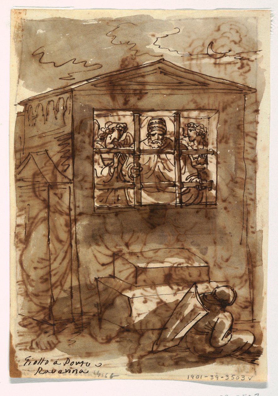 Skizzenbuch-Folio, Papst Sixtus II. und Diakon von Felice Giani