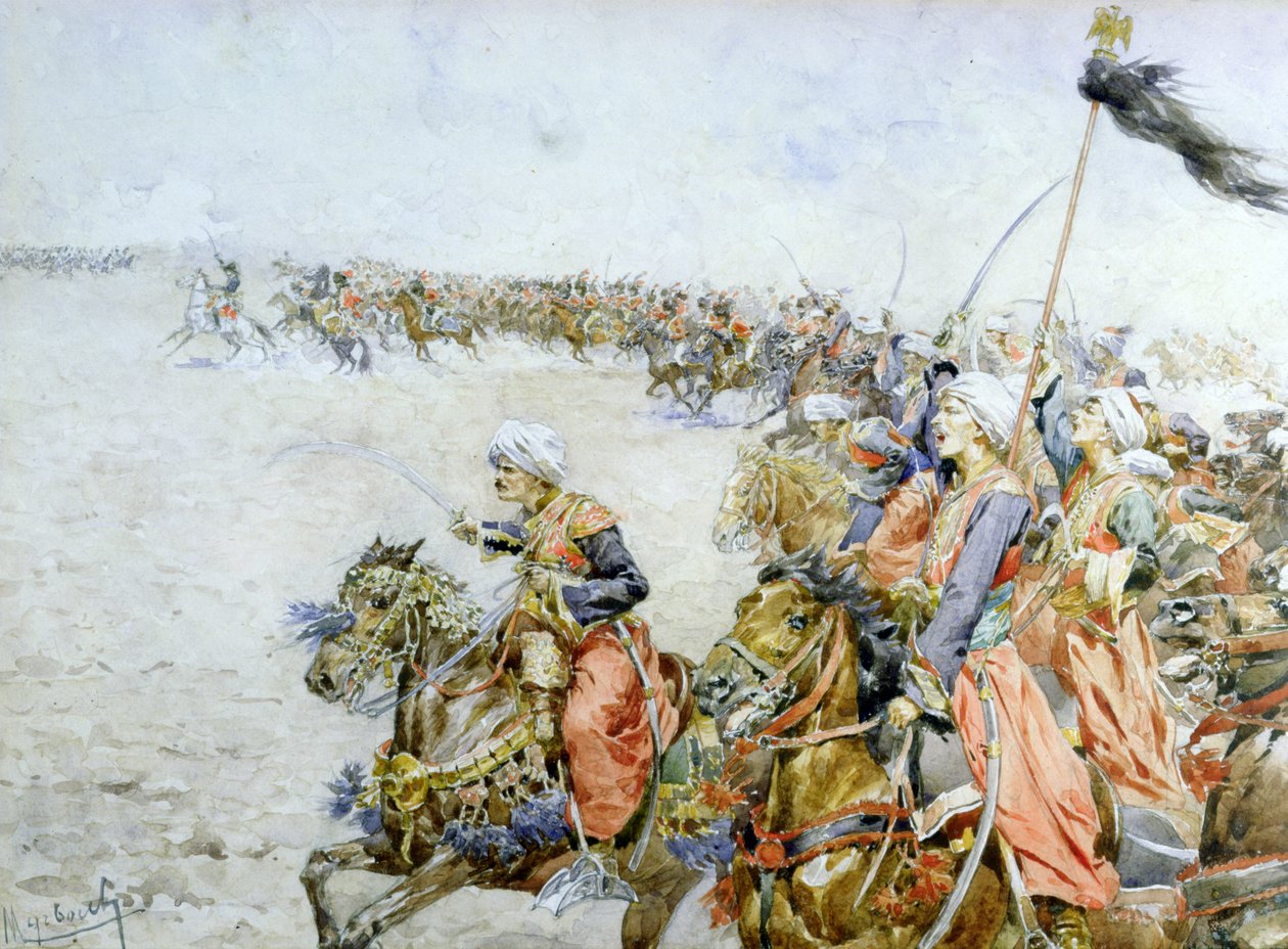 Angriff der Mameluken in der Schlacht von Austerlitz, 2. Dezember 1805 von Felicien baron de Myrbach Rheinfeld