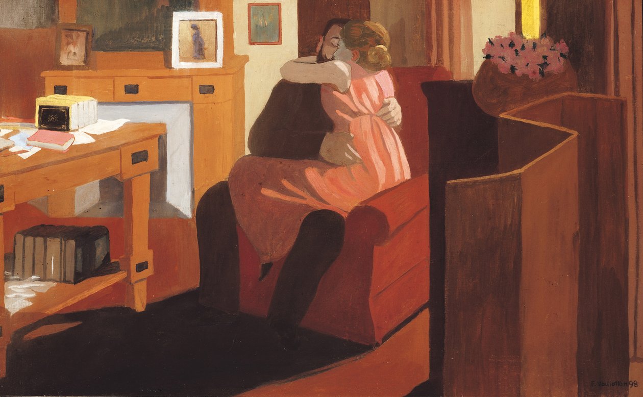 Intimität, Paar in einem Innenraum mit Trennwand, 1898 von Felix Edouard Vallotton