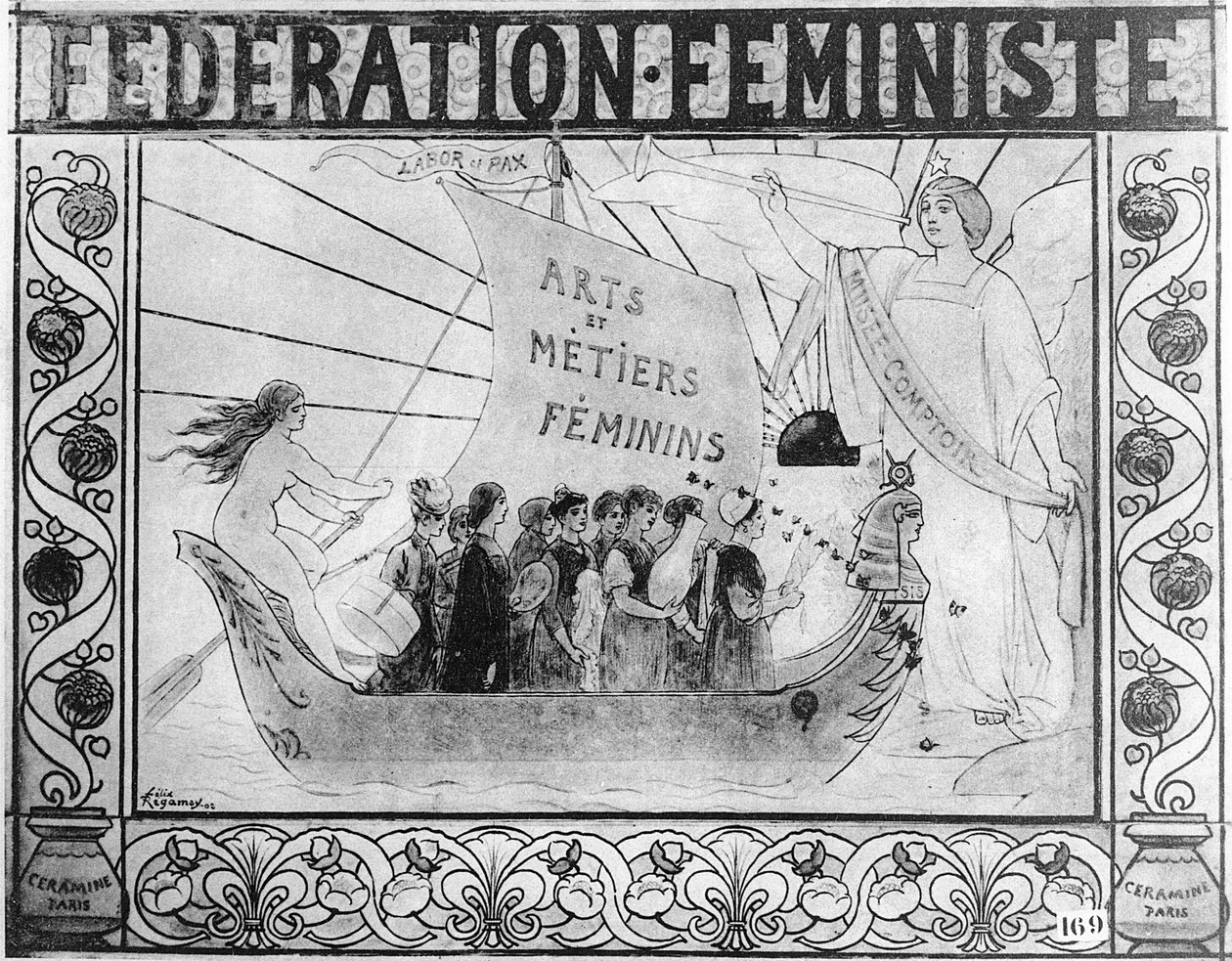 Plakat zur Werbung für die Feministische Föderation, gedruckt von Ceramine, Paris, 1902 von Felix Regamey