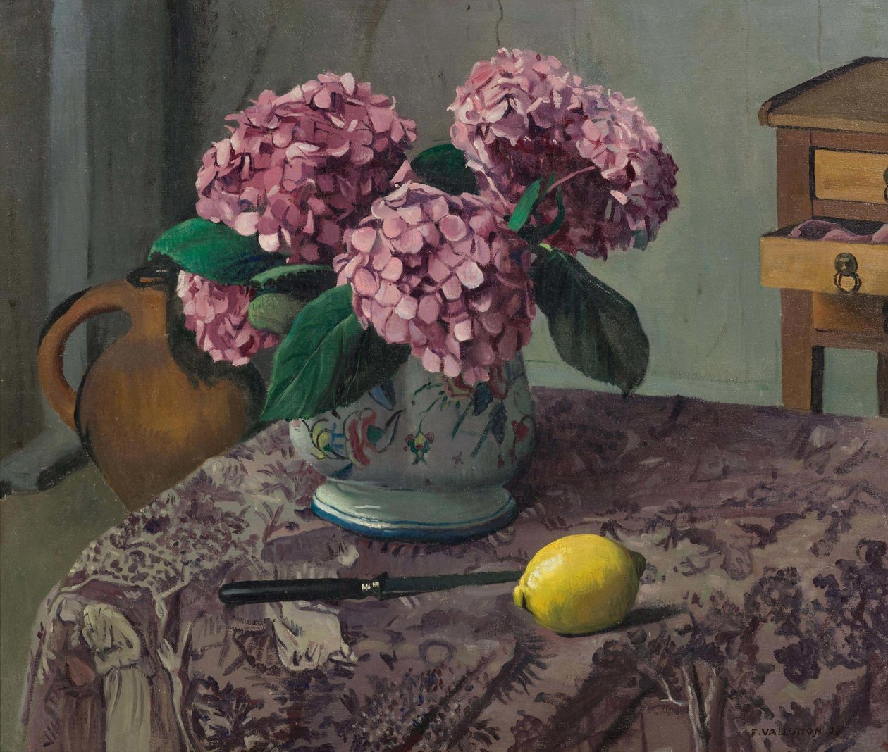 Hortensien und Zitrone, 1923 von Felix Edouard Vallotton