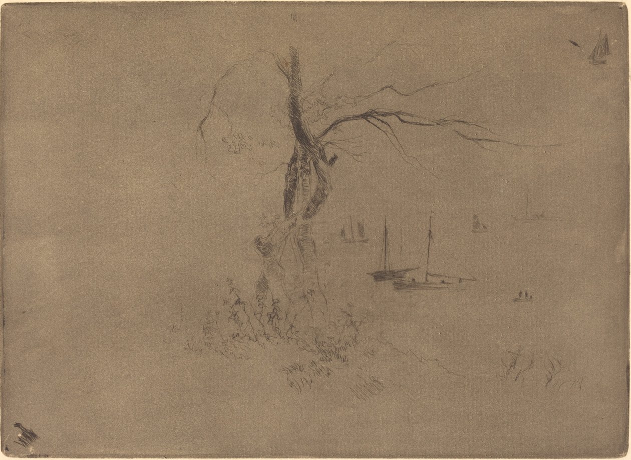 Bäume und Boote von Felix Hilaire Buhot