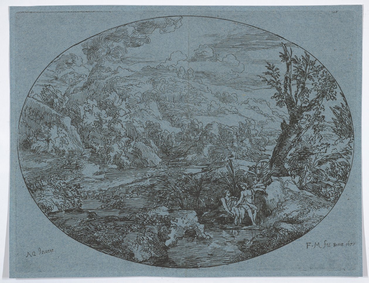 Landschaft mit drei Figuren, 1677 von Felix Meyer