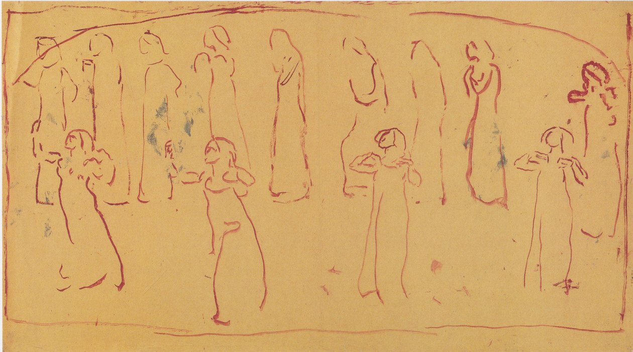 Dreizehn stehende Gewandfiguren von Ferdinand Hodler