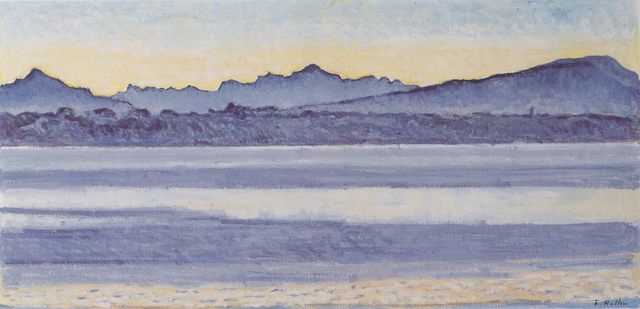 Genfersee mit Mont-Blanc bei Morgenlicht von Ferdinand Hodler