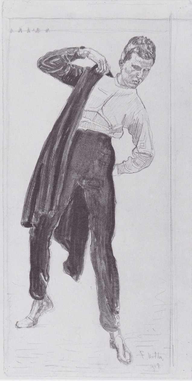 Student, seinen Waffenrock anziehend von Ferdinand Hodler