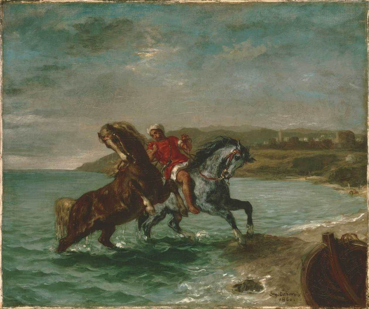 Pferde kommen aus dem Meer von Ferdinand Victor Eugene Delacroix