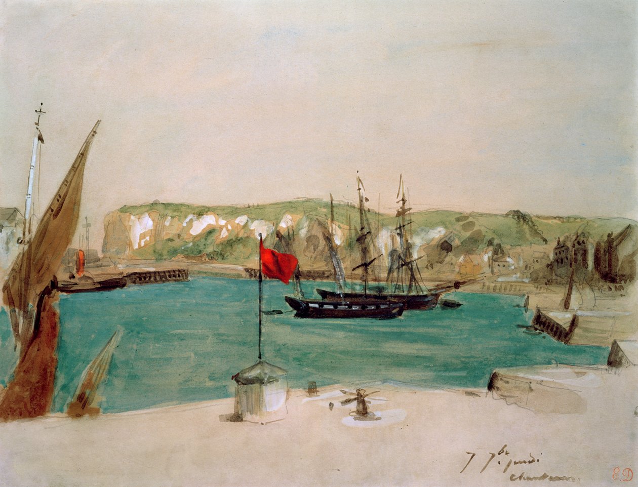 Dieppe: Quai Duquesne von Ferdinand Victor Eugene Delacroix