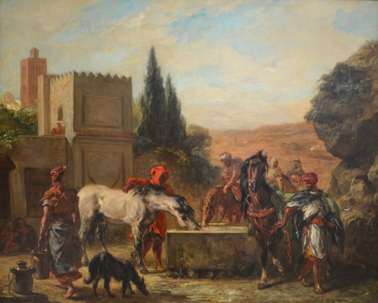 Pferde an einem Brunnen von Ferdinand Victor Eugene Delacroix