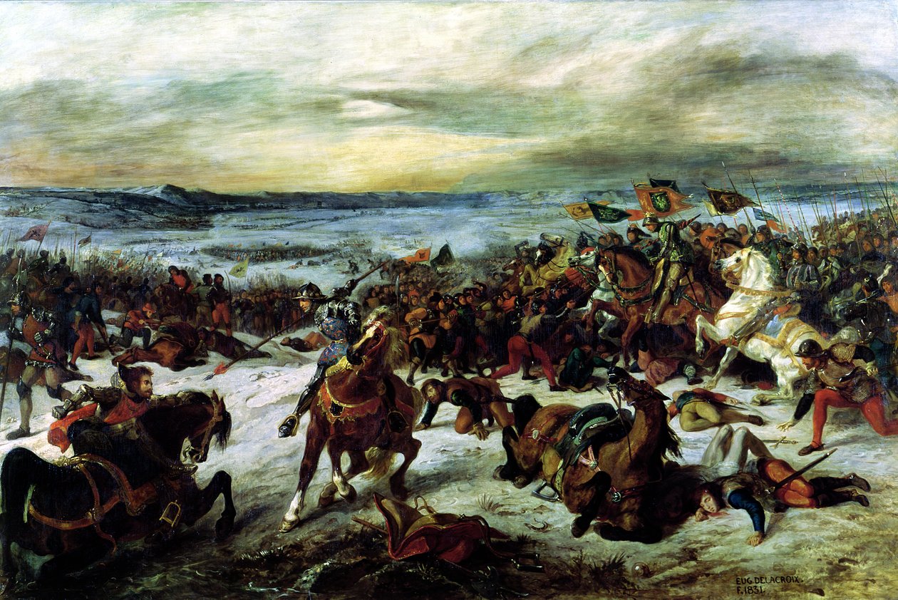 Der Tod von Karl dem Kühnen (1433-77) in der Schlacht von Nancy, 5. Januar 1477, 1831 von Ferdinand Victor Eugene Delacroix