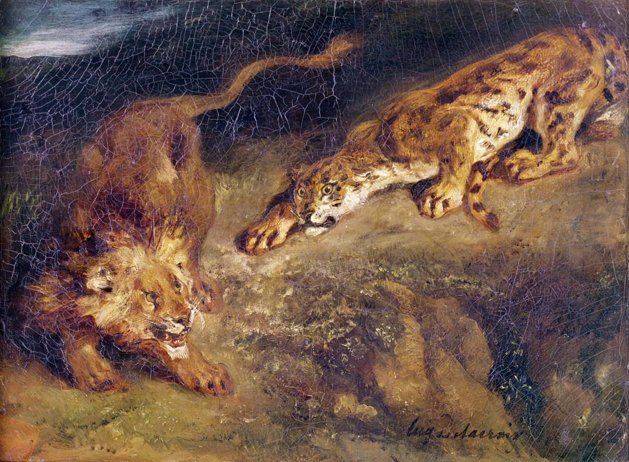 Tiger und Löwe von Ferdinand Victor Eugene Delacroix