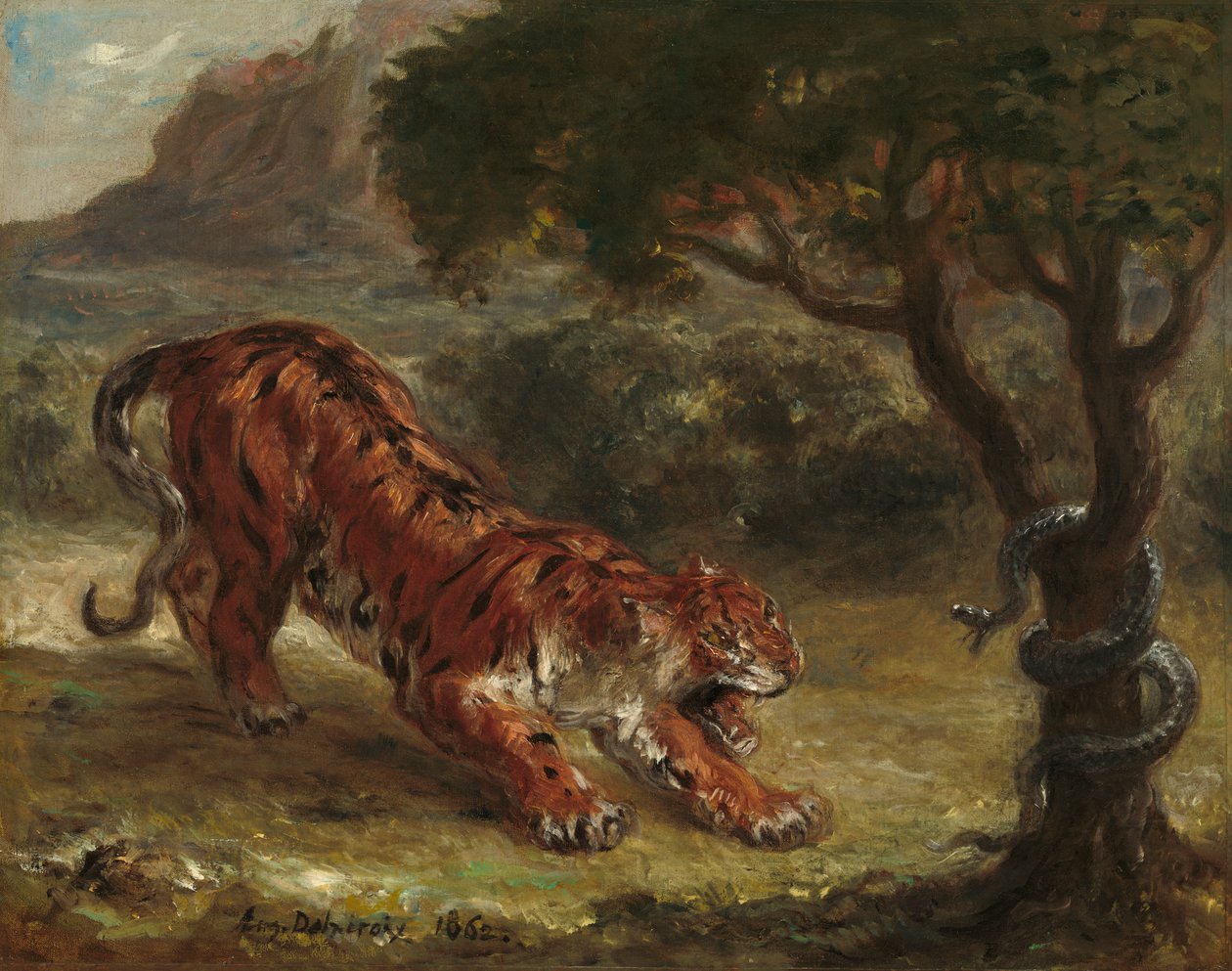 Tiger und Schlange, 1862 von Ferdinand Victor Eugene Delacroix