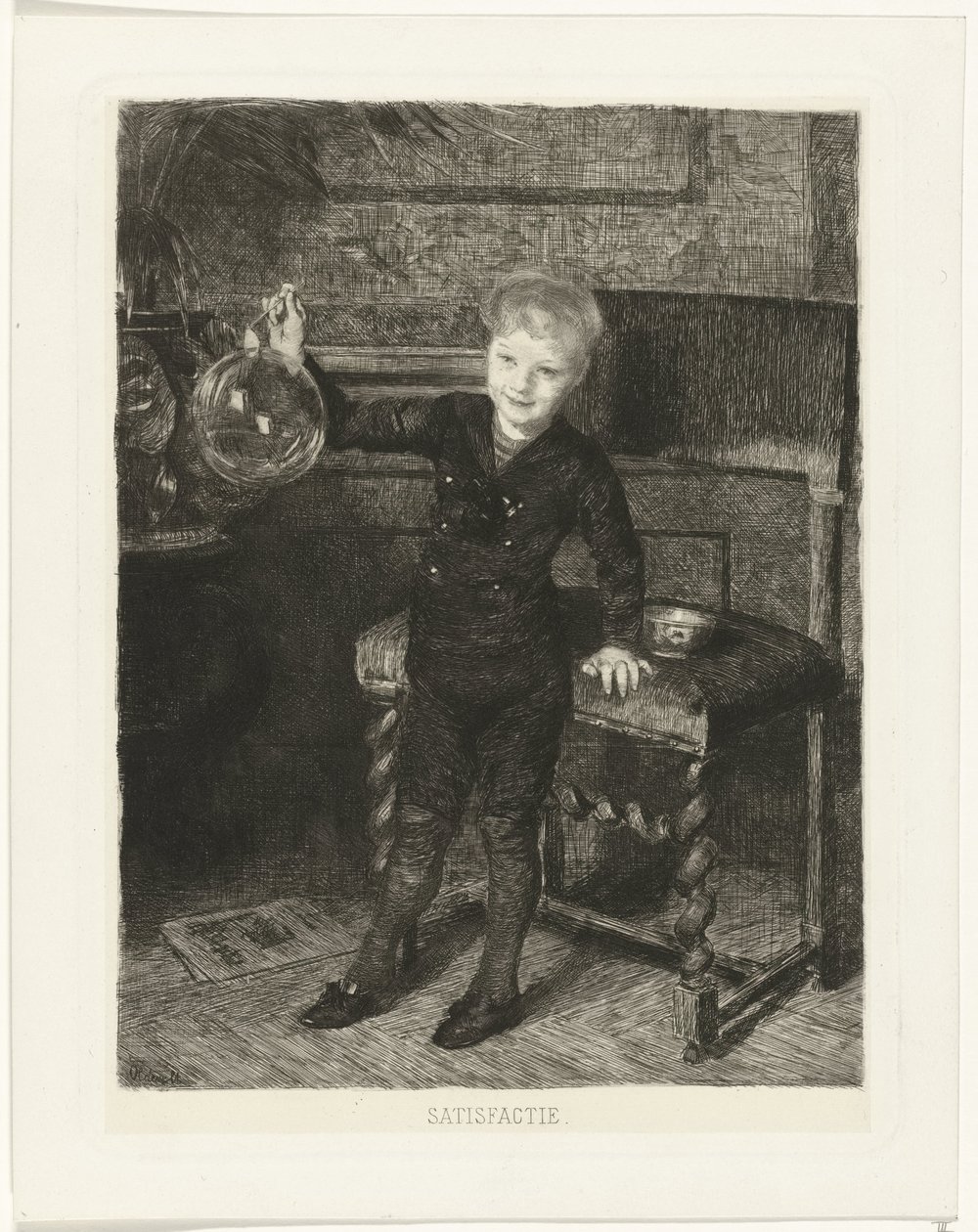 Seifenblasen blasender Junge von Ferdinand Oldewelt