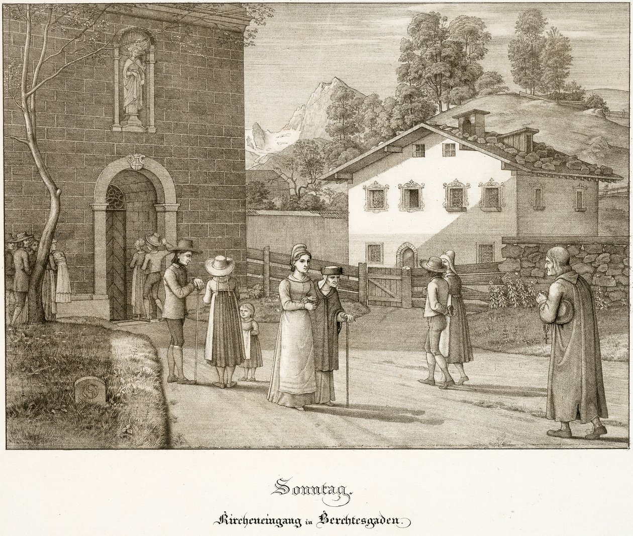 Sonntag: Auf dem Weg zur Kirche bei Berchtesgaden von Ferdinand Olivier