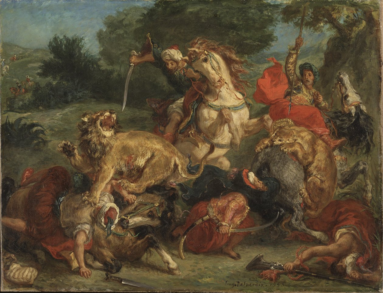 Die Löwenjagd von Ferdinand Victor Eugene Delacroix
