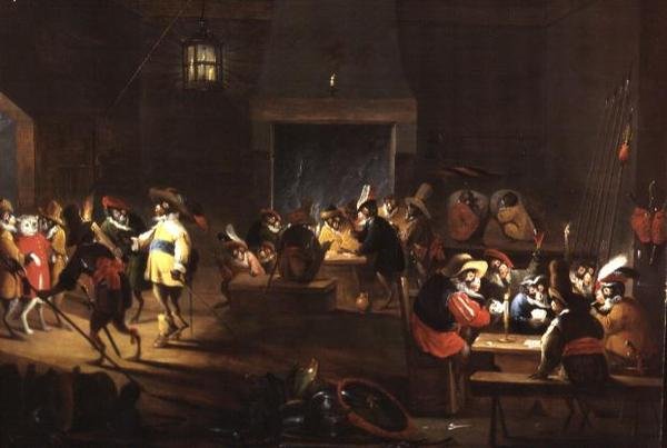 Affen in einer Tavernen-Innenansicht von Ferdinand van Kessel