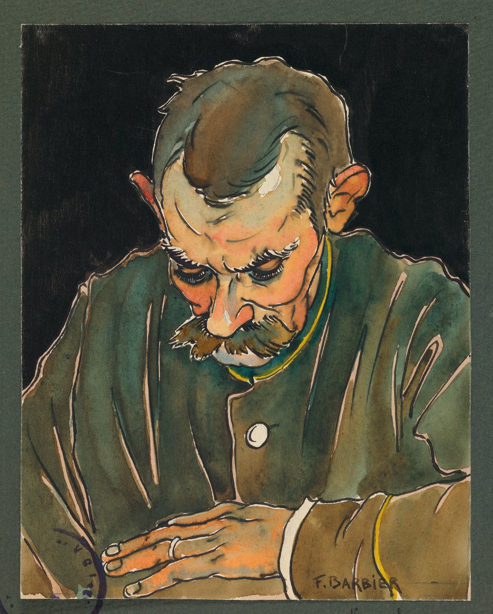 Phongeron liest den Brief seiner Frau, Gustrow von Fernand Barbier