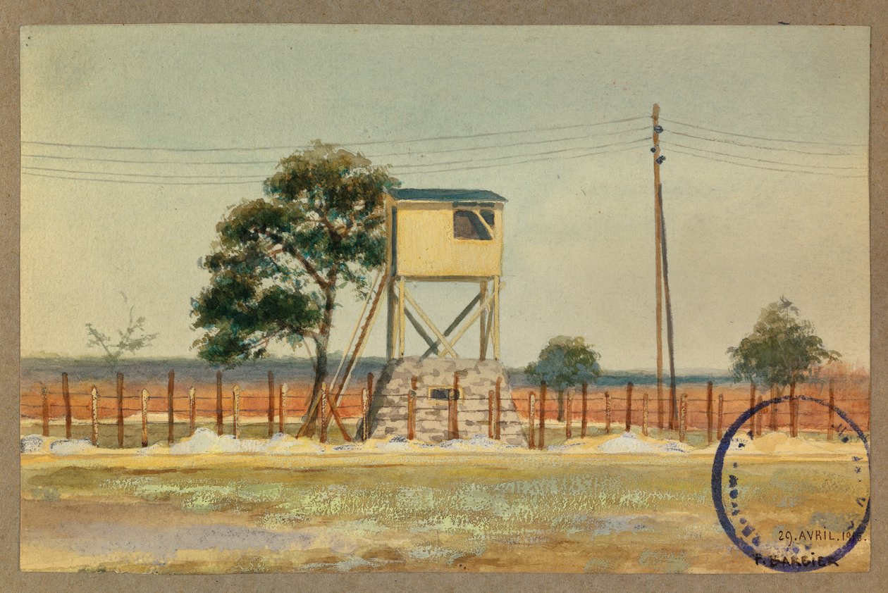 Wachturm und Stacheldraht von Fernand Barbier