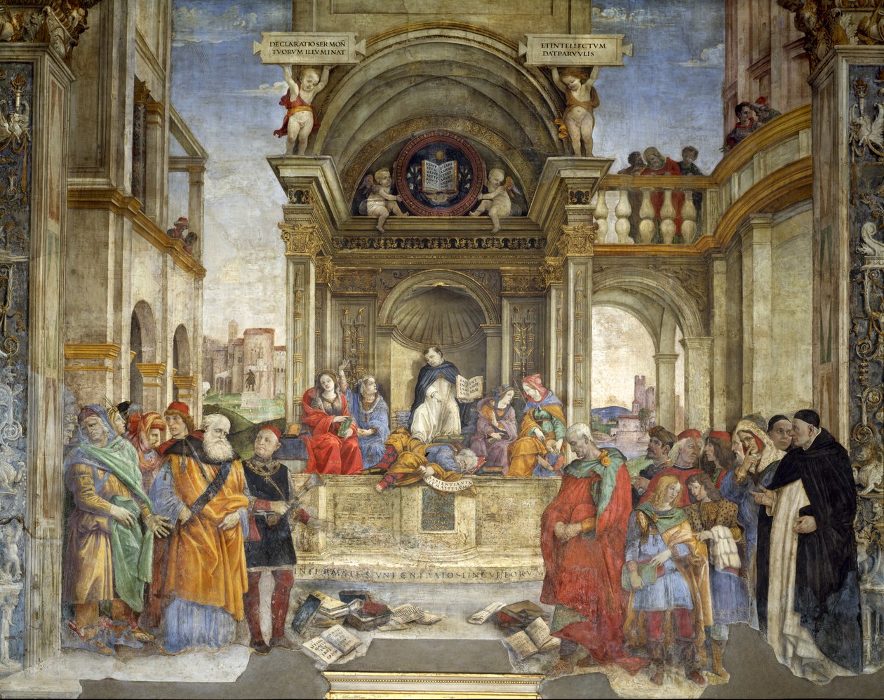 Der Streit des heiligen Thomas, Carafa-Kapelle, Santa Maria sopra Minerva, Rom, 1488-93 von Filippino Lippi