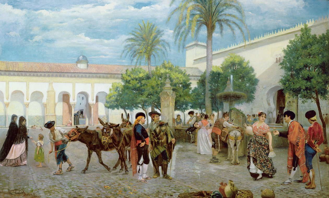 Markttag in Spanien, 1877 von Filippo Baratti