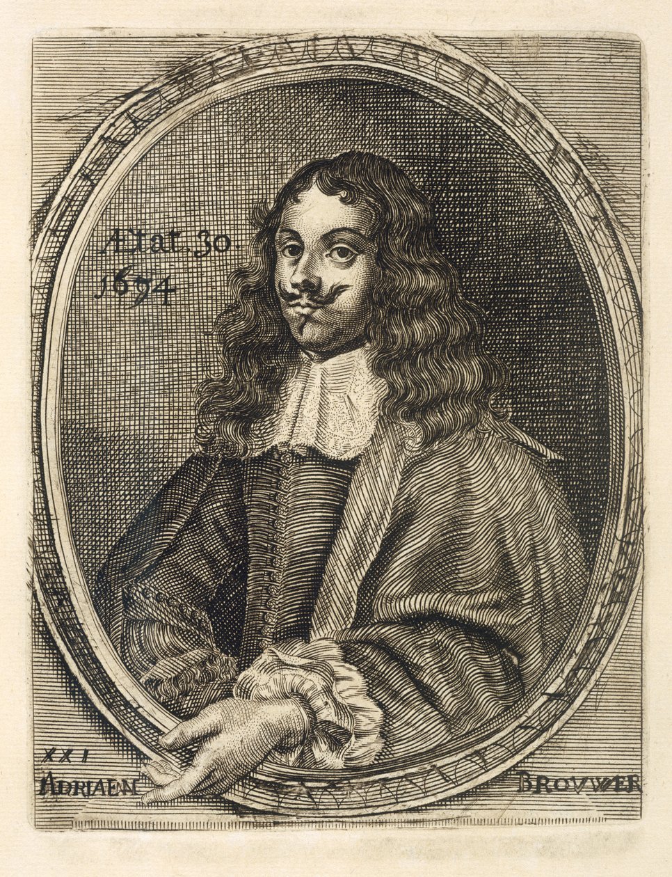 Porträt von Adriaen Brouwer, 1634 von Flemish School