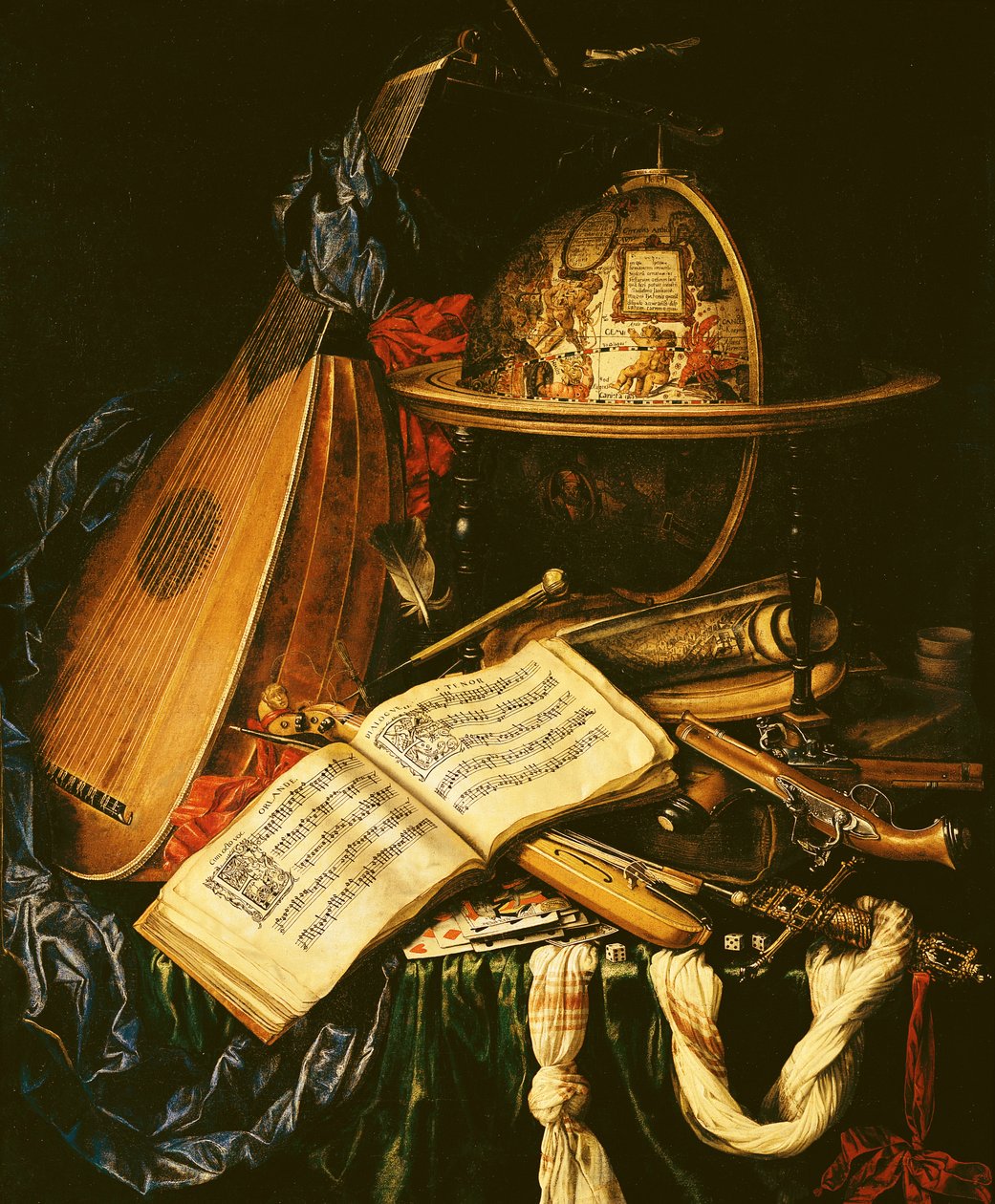 Stillleben mit Musikinstrumenten von Flemish School