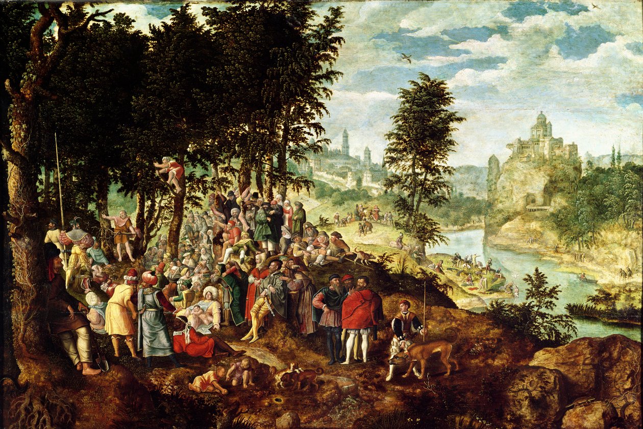 Die Predigt des Heiligen Johannes des Täufers, ca. 1550 von Flemish School