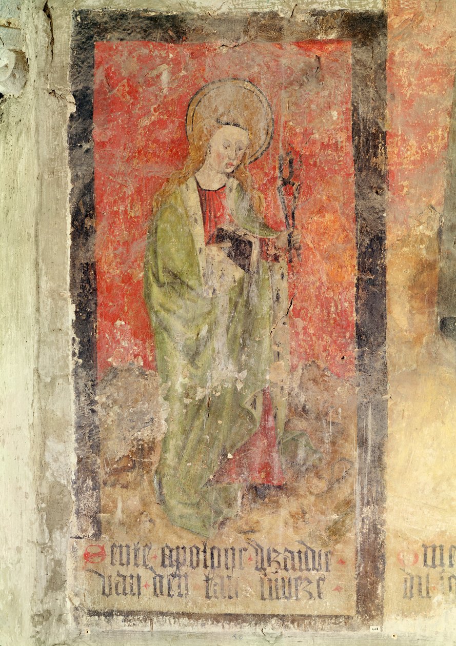 St. Apollonia, Wandgemälde aus der Krypta, ca. 1480-1540 von Flemish School