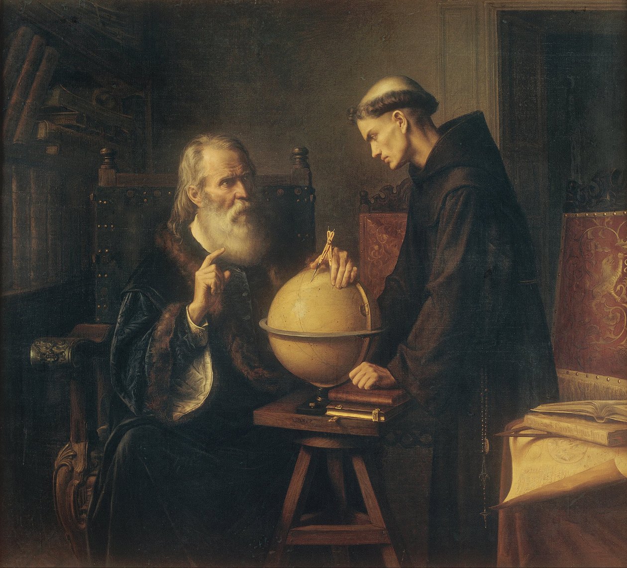 Galileo demonstriert die neuen astronomischen Theorien an der Universität Padua von Félix Parra