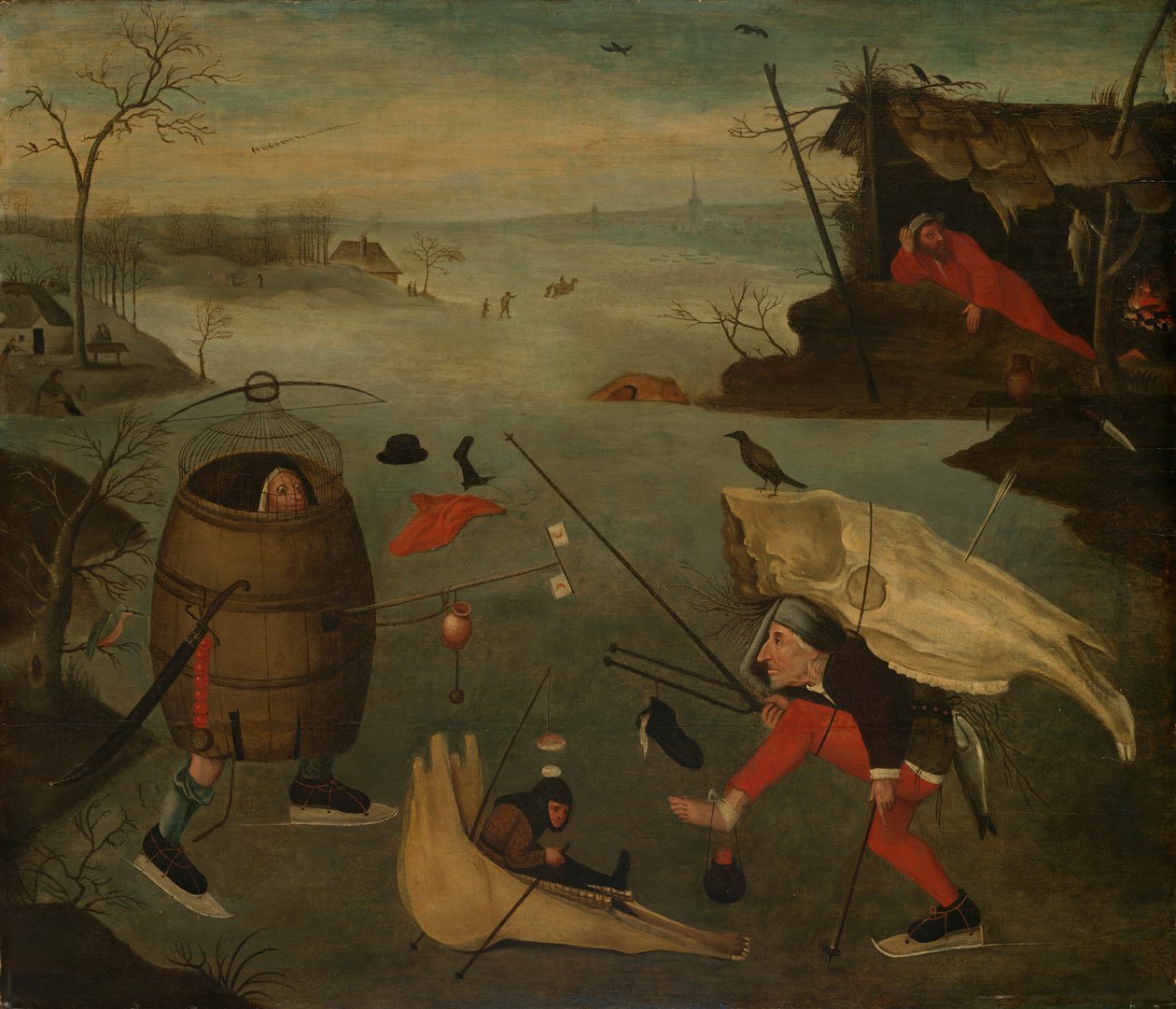 Groteskes Duell auf dem Eis von Follower of Hieronymus Bosch