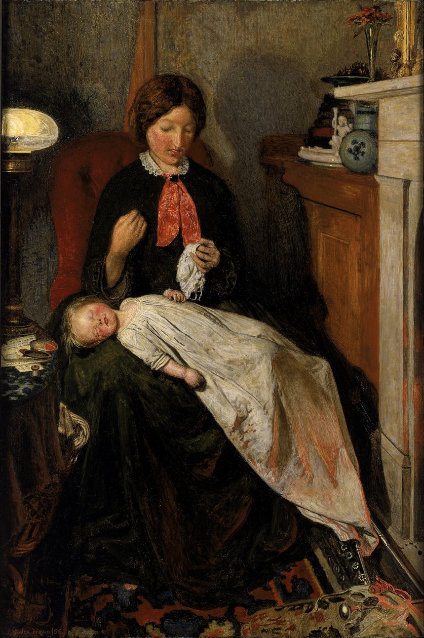 Warten: ein englisches Kaminfeuer von 1854-55 von Ford Madox Brown