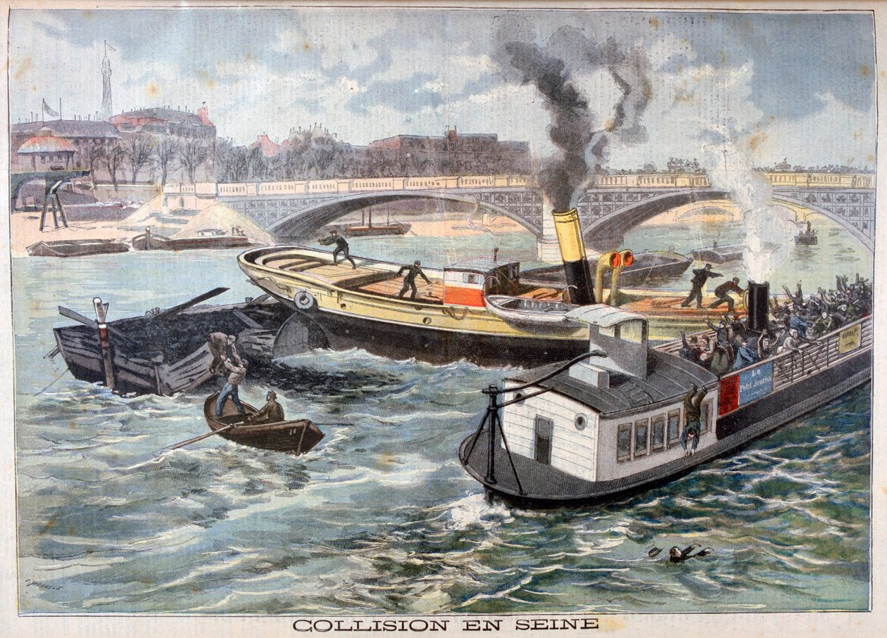 Kollision auf der Seine, Paris, 1897 von Fortuné Méaulle