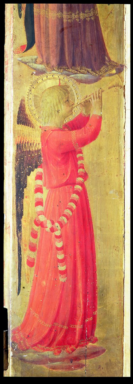 Engel, der eine Pfeife spielt, aus dem Linaiuoli-Triptychon, 1433 (Detail) von Fra Angelico