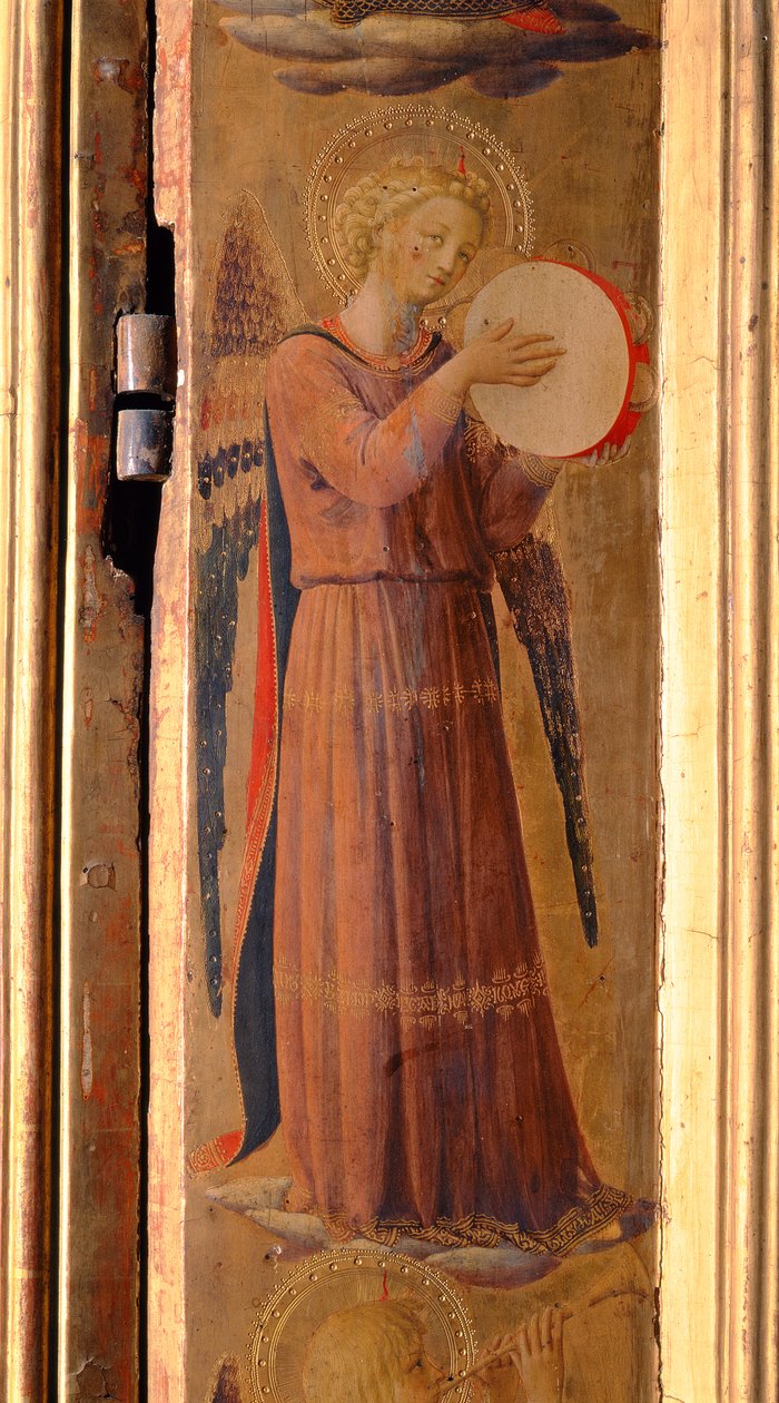Engel, der ein Tamburin spielt, Detail aus dem Linaiuoli-Triptychon, 1433 von Fra Angelico