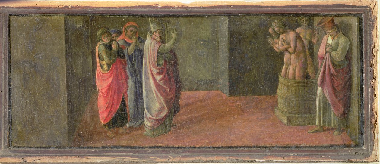 St. Nikolaus erweckt drei ermordete Jugendliche zum Leben (in der Martelli-Kapelle) von Fra Filippo Lippi