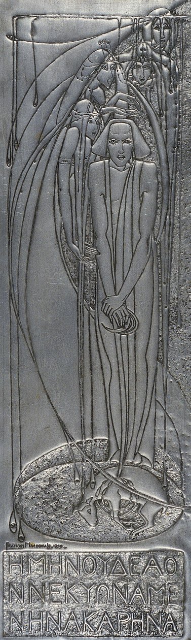 Repoussé-Weißmetallplatte, 1893 von Frances Macdonald