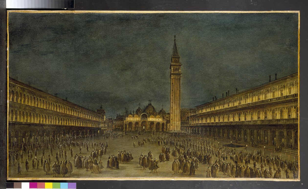 Eine Nachtprozession auf der Piazza San Marco, 1750-60 von Francesco Guardi