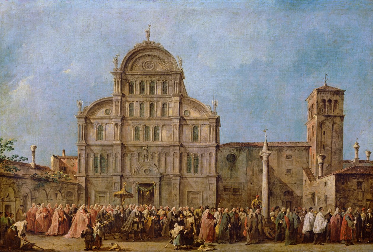 Osterprozession des Dogen von Venedig in der Kirche San Zaccaria (ca. 1766-70) von Francesco Guardi