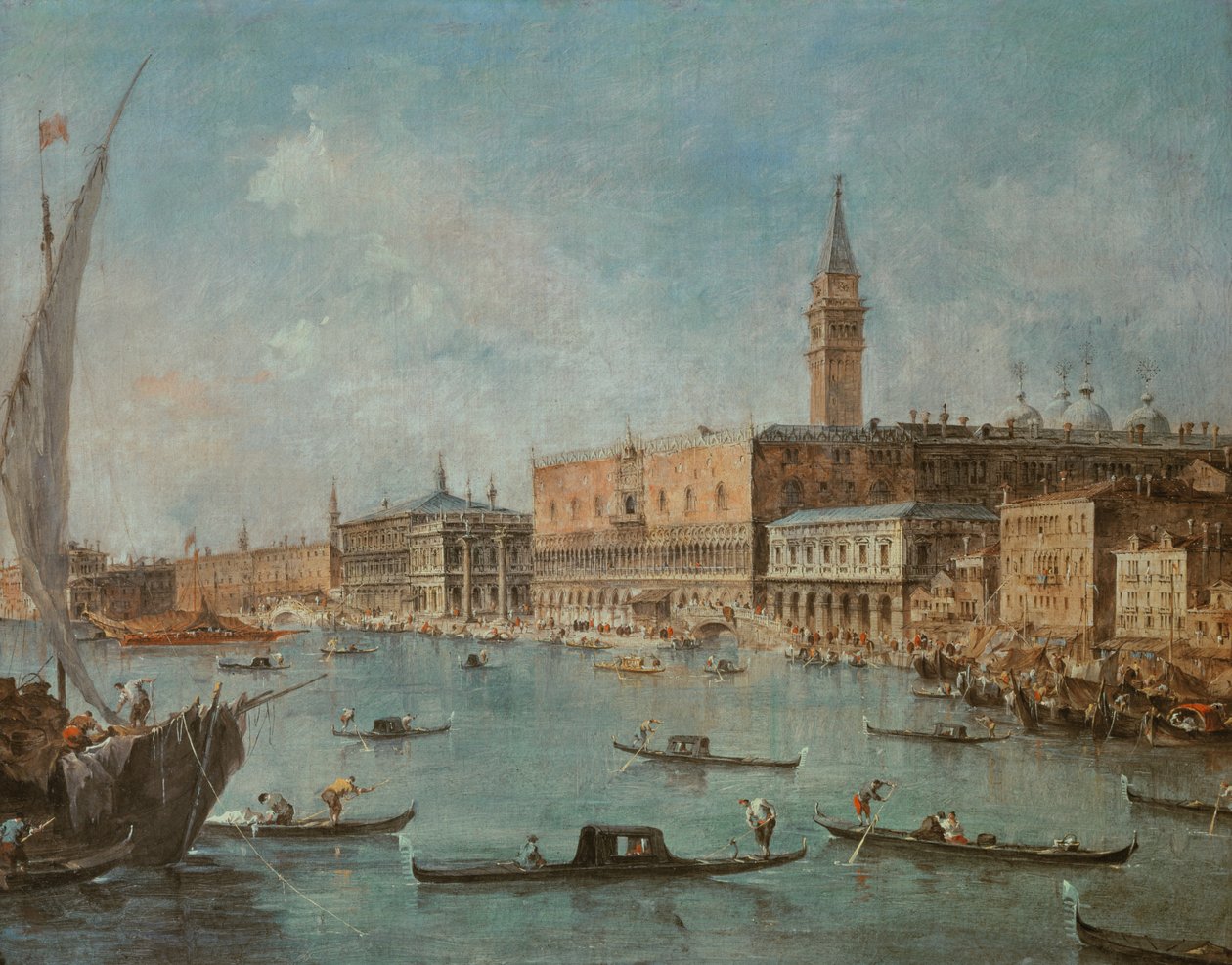 Der Dogenpalast und der Molo vom Becken von San Marco, Venedig, c.1770 von Francesco Guardi
