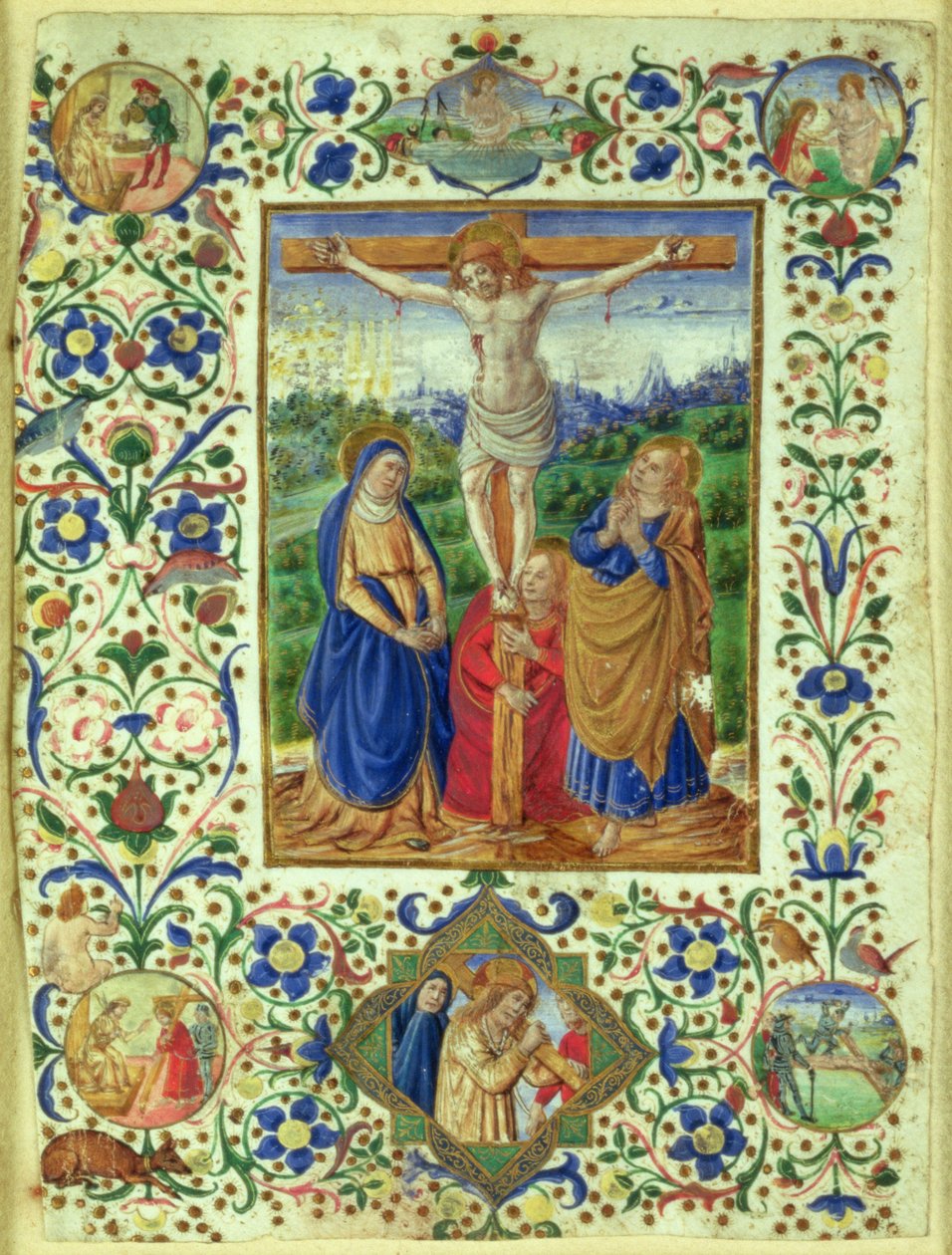 Die Kreuzigung, umgeben von sechs Medaillons, die sechs Episoden aus der Passion Christi darstellen von Francesco dAntonio del Chierico