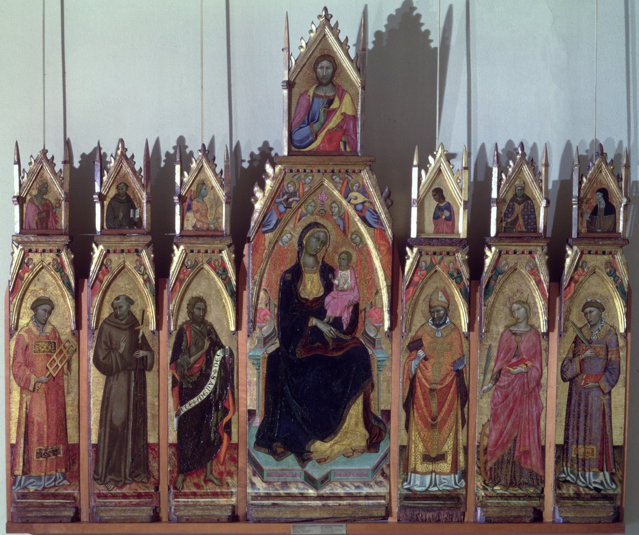 Madonna und Kind, Christus und Heilige, 1393 von Francesco da Ancona
