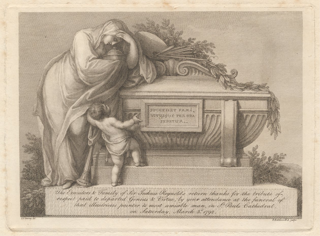 Trauerkarte von Sir Joshua Reynolds von Francesco Bartolozzi